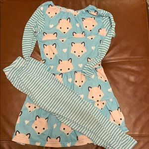 2 piece dress and leggings fox set - 3t